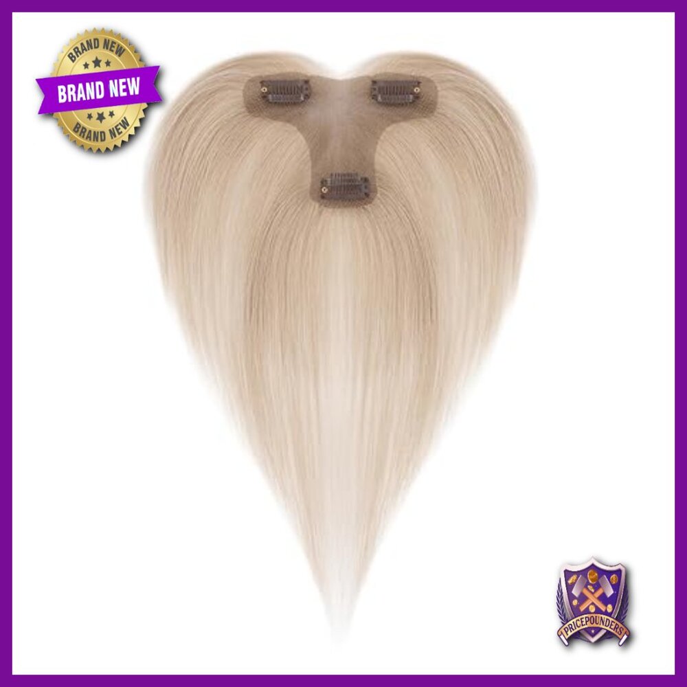 Human Hair Topper with Side Bangs, Thin Lace Base, 9x12cm, Clip-In Hairpiece